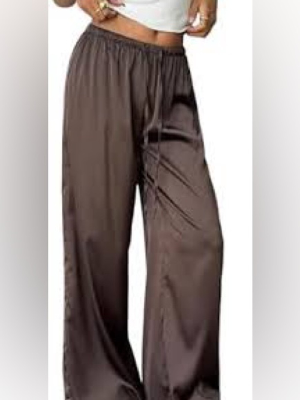 Silky Wide-Leg Sleep Pants - Brown